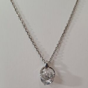 Elegant Silver Wave Pendant Necklace